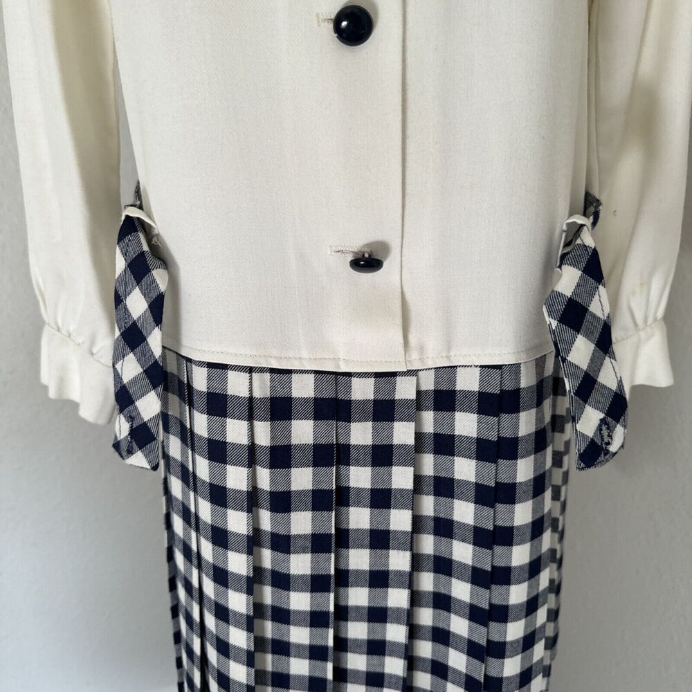Vintage Gingham Midi Dress Women S Black White Cottagecore Old Money Aesthetic - Picture 6 of 14